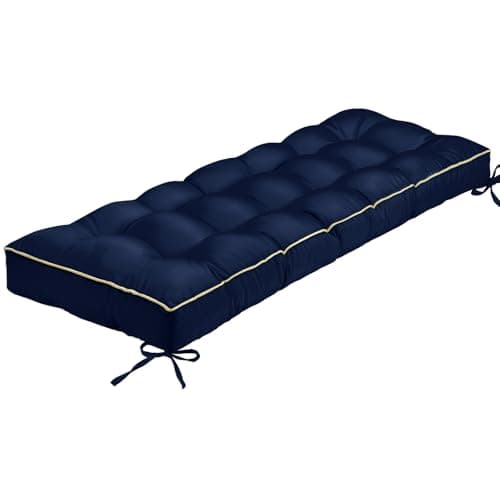 Image of TaiBest Outdoor Bench Cushion, Tufted Patio Seat Pad for Garden Bench, Porch Swing, Indoor/Outoor Furniture (Blue, 122X46X10cm)
