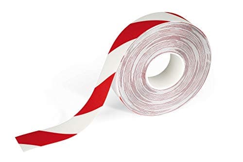 Image of Durable DURALINE STRONG Floor Marking Tape - Anti-Slip - Thickness 0.7mm & 30 Metre Roll - Perfect for Marking Safety Hazards in Warehouses - Red and White