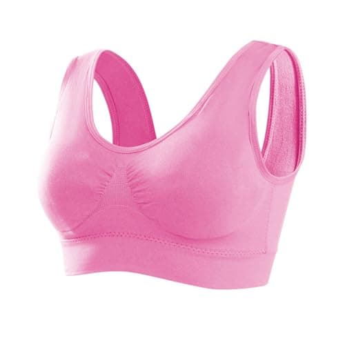 Image of Memoryee Sports Bras Women 1 Pack Set Plus Size for Large Breasts Non Wired Inserts Washable Padded Push Up Multipack Vest Crop Top for Yoga Running Jogging Gym Pink 4XL