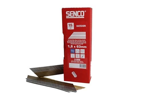 Image of SENCO DA25EABN DA Finish Nails 1.8 x 63 mm – 15 Gauge - 34° Taped Strip - Galvanised Sencoted Smooth Shank Brad Head Nails - 3000 Pack for Furniture - Cabinets - Moldings & Trim Work