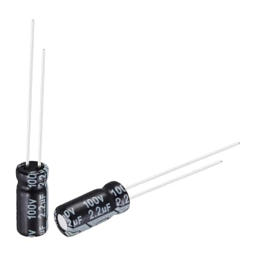 Image of sourcing map 2.2uF 100V 5x11mm Electrolytic Capacitor, Radial Leads Aluminum Capacitors for TVs, LCD Monitor, VCD, 50Pcs