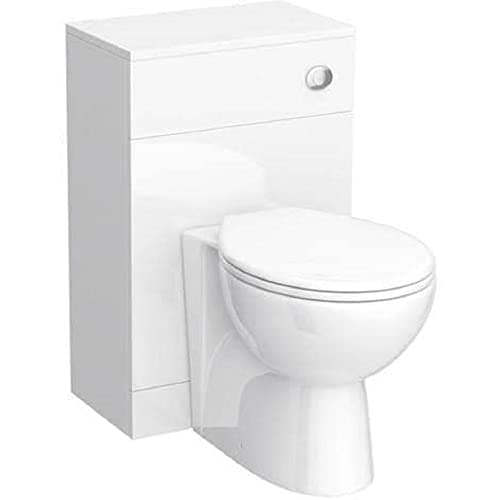 Image of VeeBath Linx 500x300 WC and Back to Wall Toilet, Soft Close Toilet Seat, Concealed Cistern for Bathroom- Gloss White (Flat Pack)