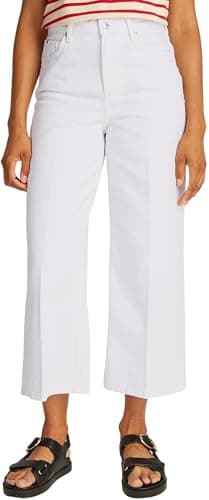 Image of Tommy Hilfiger Women's Wide Leg High Waist Jeans, White (Th Optic White), 30W/31L
