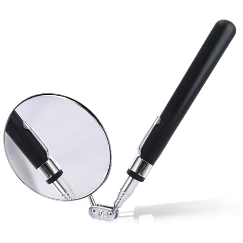 Image of Gyxcelc Automotive Telescopic Inspection Mirror Round Handle Mechanics Mirror Tool Stainless Steel Universal Folding Telescopic Round Mirror for Mechanics Cars maintenance 80mm Diameter,Black