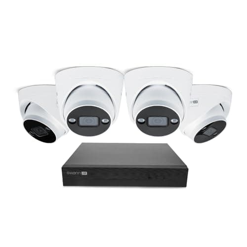 Image of Swann AdvancedX Home Security Camera System, 8Channel 4Dome Cams,POE Cat5e NVR 4K HD Video with 1TB HDD,Indoor or Outdoor Wired Surveillance CCTV,Color Night Vision,Heat Motion Detection,LED Lights