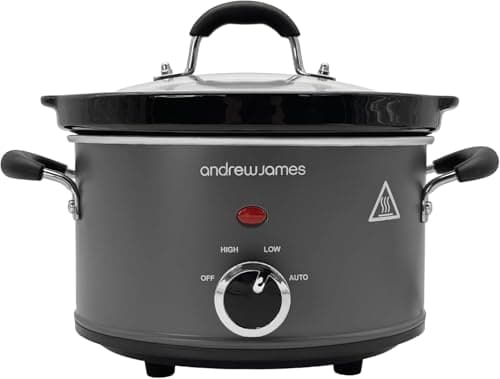Image of Andrew James 1.5L Slow Cooker - Roast-to-Rest – Compact Small Slow Cooker for 1–2 People with Oven-Proof Ceramic Pot, Easy-Clean Design, 3 Heat Settings & Glass Lid – Make Sauces, Soups & Small Meals