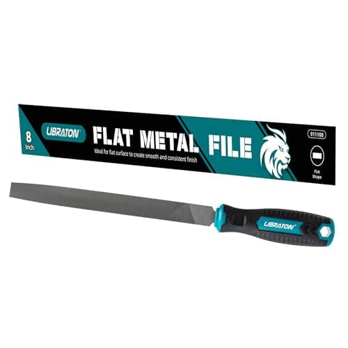 Image of LIBRATON 8-Inch Flat Metal File, Metal File Tool, High Carbon Steel File with Ergonomic Handle, Hand File for Metal, Metalworking, Wood, Plastic, Flat File for Refining, Shaping and Scraping