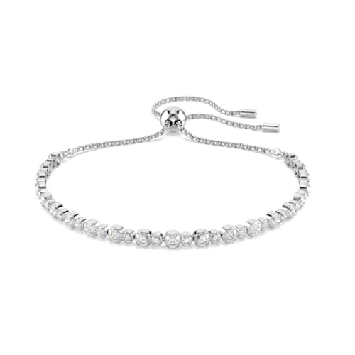 Image of Swarovski Matrix Tennis Bracelet, Clear Round-Cut Crystals in a Rhodium-Finished Setting, Part of the Matrix Collection