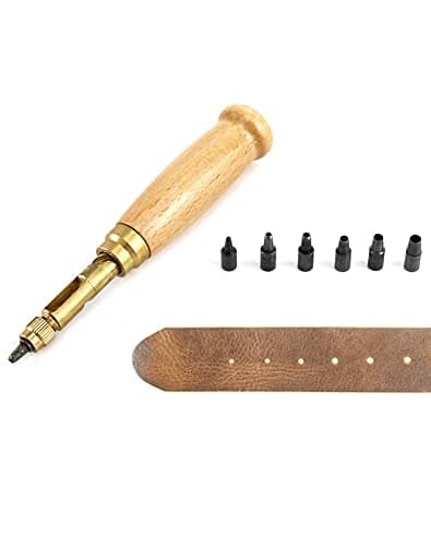 Image of QWORK® Screw Hole Punch , 6 Tips Sizes 1.5mm , 2mm , 2.5mm , 3mm , 3.5mm , 4mm , Adjustable Screw Hole Punch Bookbinding Tool , for Sewing DIY Leathercrafts