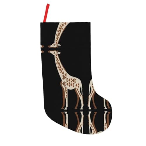 Image of EZDLOWVBA Spotted Giraffe Print Christmas Tree Christmas Stocking 18 Inch,Large Xmas Stockings For Family Holiday Christmas Party Decorations Gift(2pcs)