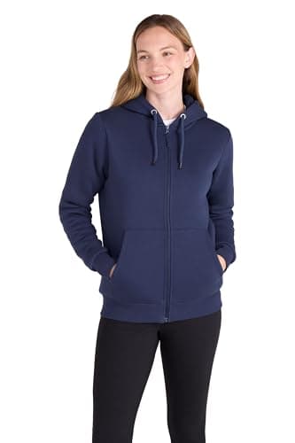 Image of Mountain Warehouse Dalton Womens Sherpa Lined Hoodie - Warm & Cosy, Full Zip Sweartshirt with Front Pockets & Drawcord - For Spring Summer, Outdoors & Walking Navy Women's Size 18