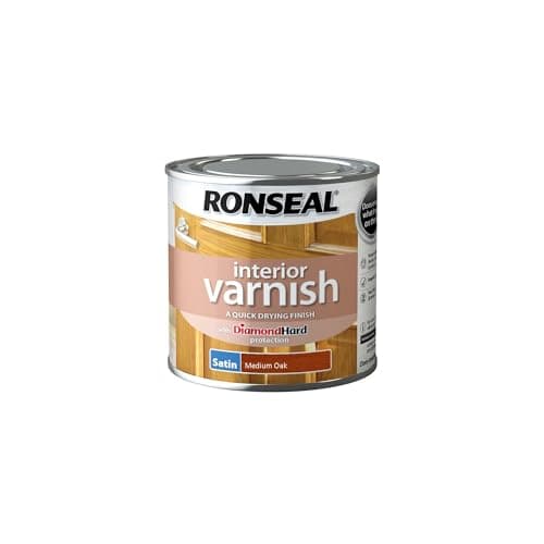 Image of Ronseal RSLIVSMO250 250ml Quick Dry Satin Interior Varnish - Medium Oak