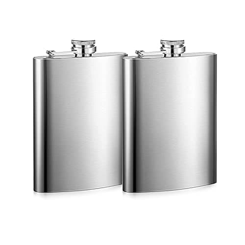 Image of 2 Pack 7oz Hip Flask - Stainless Steel Flagon for Climbing Camping Barbecue Bar Party Drinker, Portable Pocket Whiskey Flask for Liquor for Men Women