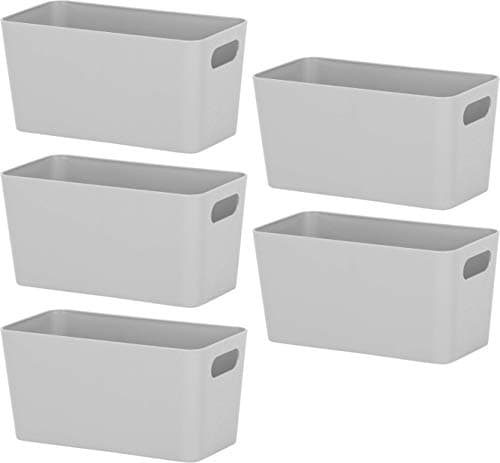 Image of Wham Bam 6.01 Cool Grey Plastic Studio Storage Baskets Office Home & Kitchen Tidy Organiser 20.0 x 10.0 x 10.0cm (5 Baskets)