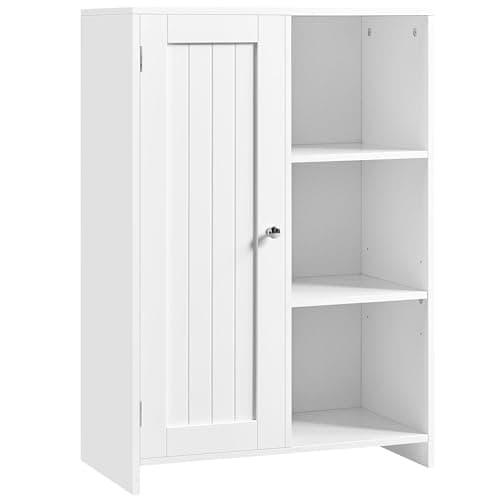 Image of Yaheetech Bathroom Storage Cabinet, Freestanding Cupboard Storage Unit and Organization with Open Storage & Adjustable Shelf for Living Room White