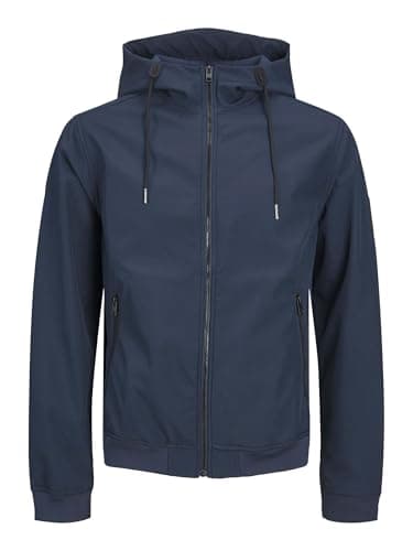 Image of JACK & JONES Men's Jjebasic Softshell Hood Pls Jacket, Blazer navy, XXXL