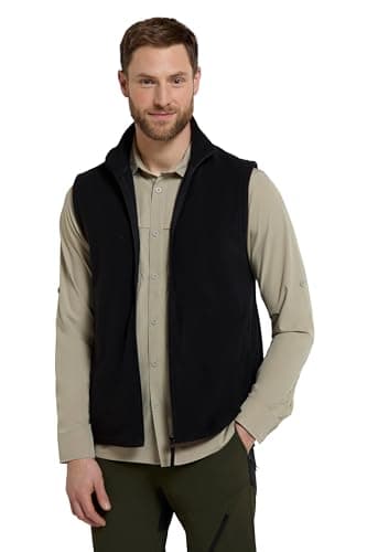 Image of Mountain Warehouse Alder Mens Gilet - Lightweight Body Warmer, Comfortable Gilet Vest, Quick Drying Fleece, Zip Up Spring Summer Coat - Perfect for Layering Jet Black L