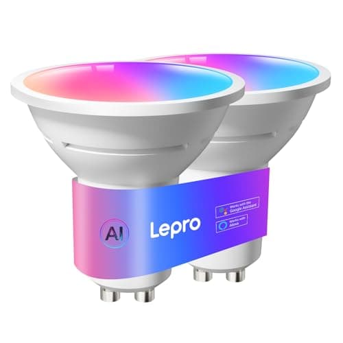 Image of Lepro BG1 AI GU10 Smart Bulb, 400lm Dimmable WiFi Smart GU10 LED Spotlight Bulbs, Music Sync, Works with Alexa & Google, RGB Colour Changing & Tunable White, Personalized AI Lighting Designer, 2-Pack