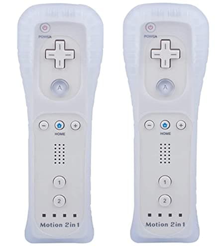 Image of TechKen Wii Remote Controller And Nunchuk With Wii Remote Control Joystick,Game Control With Silicone Case Wrist Strap White