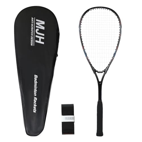 Image of MANJHONG Squash Racket (Beginner Frame) Aluminium Racquet Incl. Carrying Bag & Grip Tape, Black