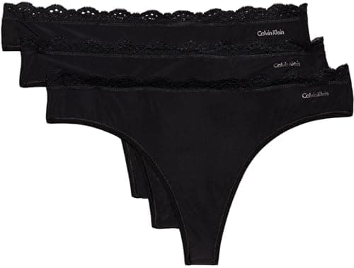 Image of Calvin Klein Women's THONG 3PK, Black, XS