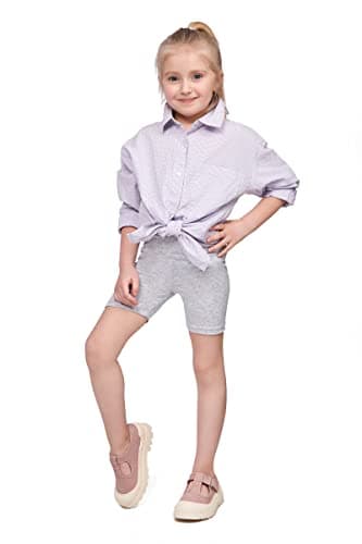 Image of SOFTSAIL Girls Leggings Cycling Shorts Short Cotton Sport Dancing Gymnastic Breathable Comfy Stretchable Ashen 10-11 Years