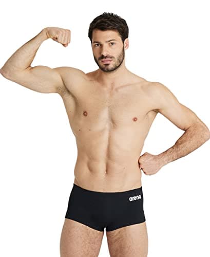 Image of ARENA Solid Team Men's Swimming Swimsuit, Quick-Drying Swim Shorts in MaxLife Fabric with Maximum Chlorine Resistance and UPF 50+ UV Protection Black-White