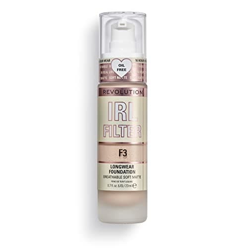 Image of Makeup Revolution, IRL Filter, Longwear Foundation, Medium to Full Coverage, Matte Finish, 16 Hour Wear, F3, Fair to Light Skin Tones, 23ml