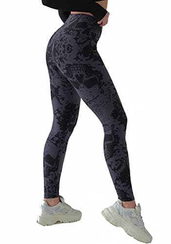 Image of Luxleg High Waist Womens Leggings - Active Workout Leggings - Tummy Control Soft Ankle Length Leggings for Women(L-XL, Black Skulls)