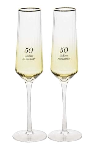 Image of Widdop and Co Amore by Juliana Set of 2 Flute Rippled Glasses in Gift Box - (50th Anniversary)