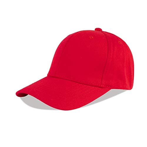 Image of LANGZHEN Baseball Dad Cap 100% Cotton Fits Men Women Classic Adjustable Plain Hat(Structured-Red)