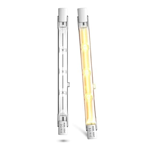 Image of Lamptobe R7s Halogen Bulb 118mm, 160W Dimmable, 2000LM Security Light, Warm White 2700K, Energy Saving Tungsten Linear Floodlight, 2-Pack