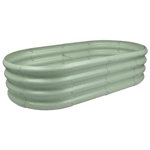 Image of Harbour Housewares Raised Garden Bed - Green - 120 x 60cm - Rounded - Bottomless Metal Raised Bed Galvanised Steel Planter Box for Growing Outdoor Plants, Vegetables, Flowers and Herbs