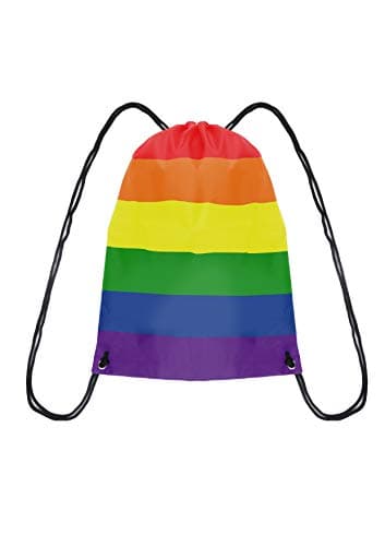 Image of HENBRANDT 1 x Rainbow Pride Drawstring Bag LGBTQ+ Pride Accessories Gay Pride Flag Beach Sports Swim Travel Backpack School PE Kit Drawstring Gym Bag for Men and Women