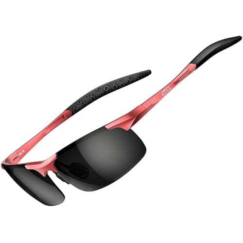Image of ATTCL Men's Sports Polarized Sunglasses For Driver Golf Fishing Unbreakable Metal Frame (Red-frame/Black lens(not mirrored))
