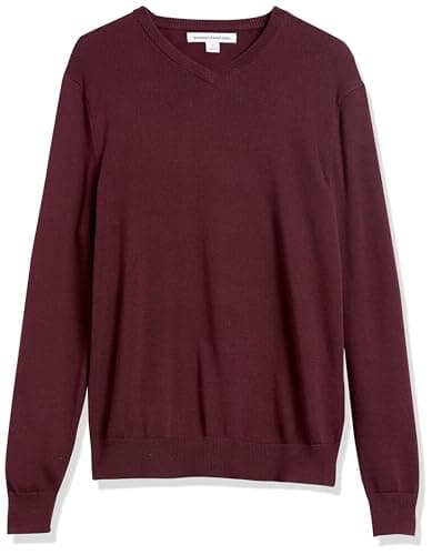 Image of Amazon Essentials Men's V-Neck Pullover Jumper (Available in Big & Tall), Burgundy, S