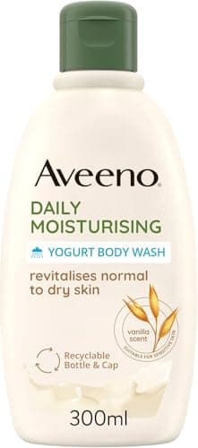 Image of Aveeno Daily Moisturising Yogurt Body Wash, Vanilla & Oat Scent, With Prebiotic Oat and Probiotic Greek Yogurt, Suitable For Sensitive Skin, Gently Cleanses and Moisturises, 300ml