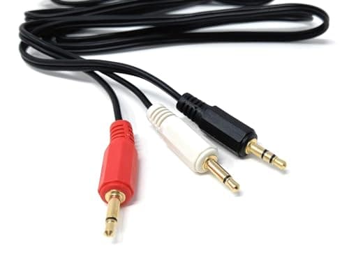 Image of DRUT 1m 3.5mm Stereo Jack to 2 x 3.5mm Mono Jack Plugs OFC Audio AUX Splitter Cable Lead (3.3ft, Black Gold Connectors)