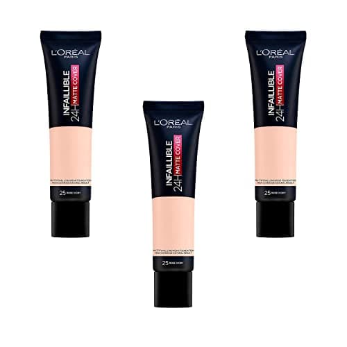Image of L'Oréal Paris Infallible 24h Matte Cover Foundation - 25 Rose Ivory, Pack of 3 (3 x 30ml)