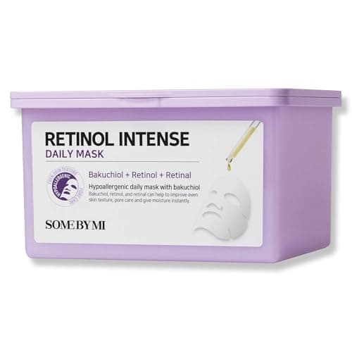 Image of SOME BY MI Retinol Intense Daily Mask - 30 Sheets, 11.8Oz - Daily Mild Retinol Vegan Face Mask Sheet for Moisturizing and Glass Skin - Improvement of Skin Texture and Elasticity - Korean Skin Care