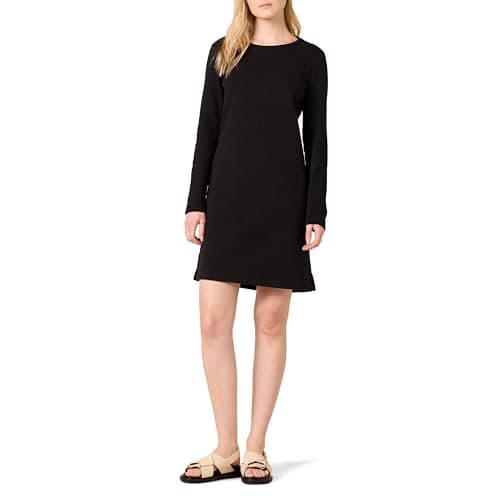 Image of Amazon Essentials Women's Long Sleeve Crew Neck Fleece Jumper Dress, Black, L