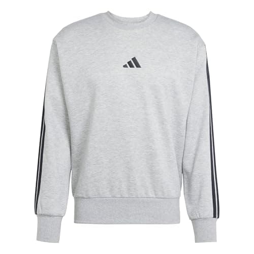Image of adidas Men's ESSENTIAL THREE STRIPES FLEECE SWEATSHIRT, medium grey heather, L