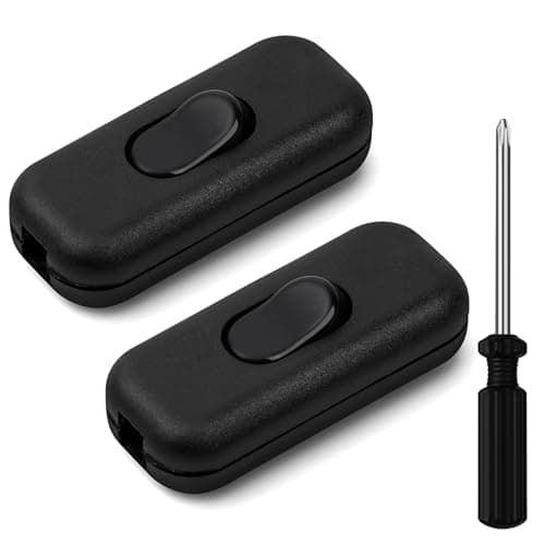 Image of AXFEE DP 6A Inline Cable Switch Pack of 2 Torpedo Switches 2 or 3 Core Double Pole Switches Accepts Round or Flat Wire, 250V Inline Switch for Lamp