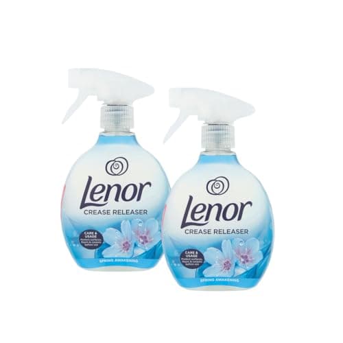 Image of Lenor Crease Releaser Spring Awakening Twin Pack 2 x 500ml for Removing Wrinkles and Freshening Clothes Linen + Upholstery Easy Iron Spray Long-Lasting Fresh Scent