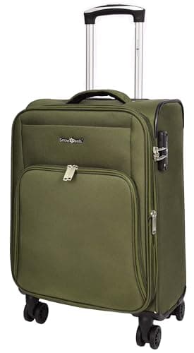 Image of House Of Leather Lightweight Soft Suitcase 8 Wheel Expandable Luggage Pokeno (Khaki, Cabin)