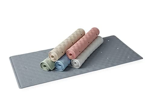 Image of Blue Canyon Nonslip Antibacterial Rubber Bath Mats, Quick Dry Bath Rug with Suction Pads & Drain Holes, Mould Resistant Bathroom Accessory, Durable Bath Rug Runner 34 x 74 cm – Grey