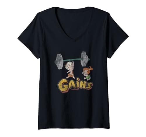 Image of The Flintstones Distressed Bam Bam Gains V-Neck T-Shirt