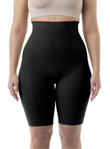 Image of Farmacell 113 (Black, M/L) High Waisted Shorts for Women, Anti-Cellulite Massage Short Leggings, Made in Italy