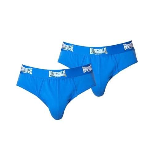 Image of Lonsdale Mens 2Pk Brief Underwear Briefs Elasticated Waist Blue XL