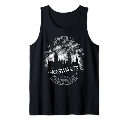 Image of Harry Potter I'd Rather Stay At Hogwarts This Christmas Tank Top
